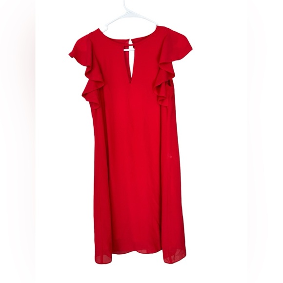 Vince Camuto red flutter sleeve shift dress girly feminine romantic valentines - Picture 3 of 5